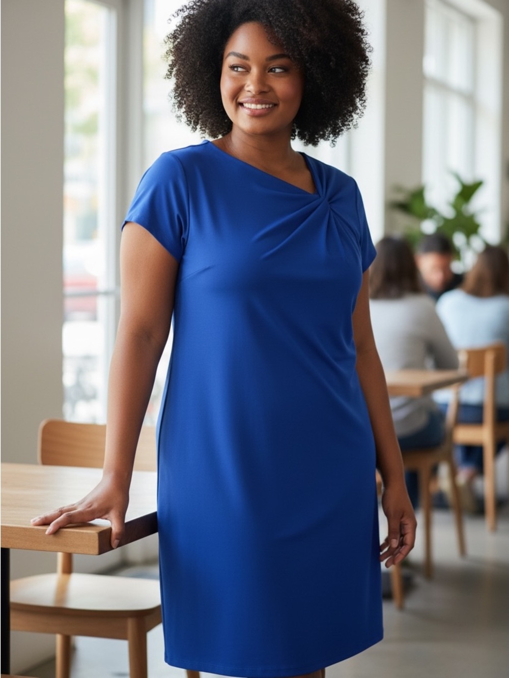 REITMANS  Royal Blue Knot-Detail Short Sleeve  dress size xl